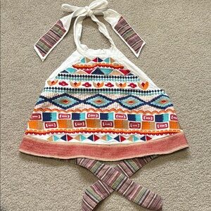 Altar'd State Tie Crop Top with Geometric Patterns